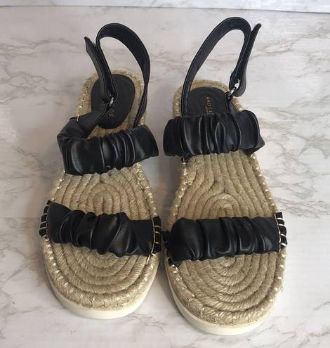 American Eagle  black open toe wedge espadrilles strappy sandals size 9