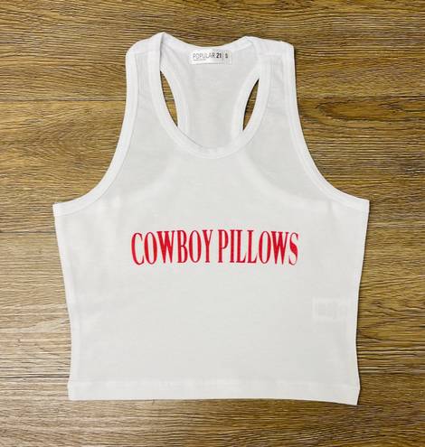 Cowboy Pillows Cropped Tank White Size M