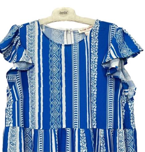 Flying Tomato Royal Blue Stripes Print Mini Dress Size L