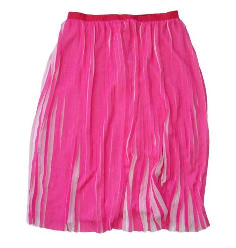 J.Crew NWT  Pleated A-Line Midi in Fuchsia Ivory Peekaboo Stripe Skirt 12