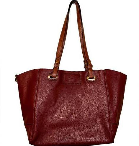 Krass&co NWT Authentic G.H. Bass &  Red and Orange Leather Tote Bag Made in USA