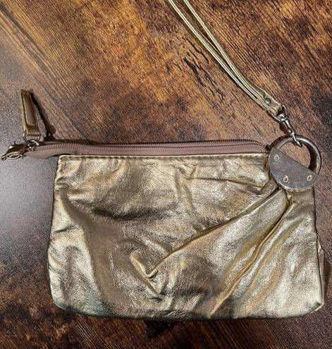 Chateau  | ladies metallic gold wristlet.