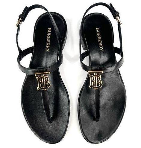 Burberry  Emily TB Logo Slingback Thong Monogram Leather Sandal EU 36 - US 6