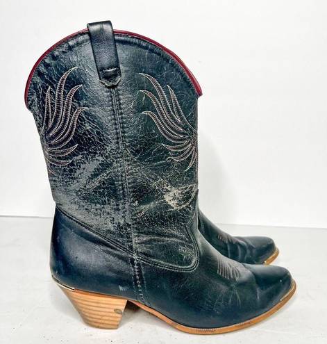 Dingo VTG  Black Leather Cowgirl Western Heeled Boots Rodeo Yellowstone Size 8
