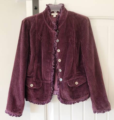 J.Jill  Plum Ribbed Velvet Corduroy Blazer