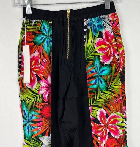 Line and Dot NWT  Rainbow Tropical Silk Pants Cropped Size Small S NEW