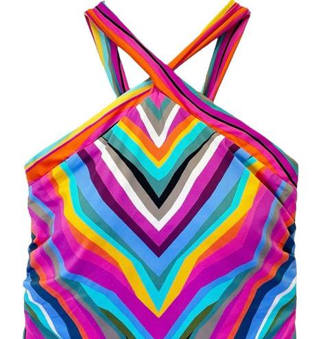 Trina Turk NWT  Louvre Striped High-Neck Reversible One-Piece Swimsuit Size 10