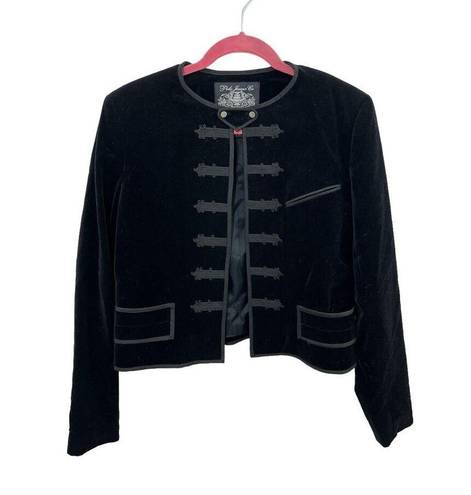 Polo  Jeans RALPH LAUREN Black Velvet Sergeant Open Front Jacket Blazer Medium