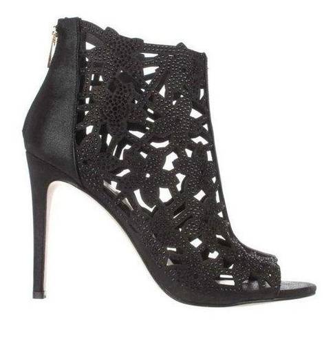 Jessica Simpson NEW  Gessina Jeweled Floral Cutout Ankle Bootie Heels Black 11