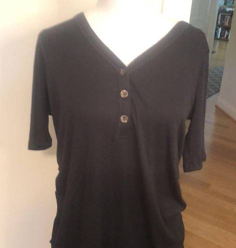 Isabel Maternity  Black Ribbed Top Size XL NWT