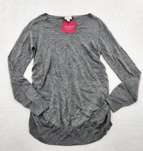 Isabel Maternity  Size XS Gray Long Sleeve Shirred Side Knit Top