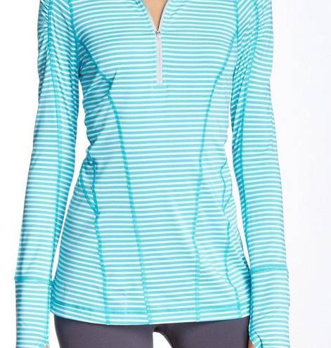 Zella  Run Stripe Half Zip Pullover Shurt Top Small