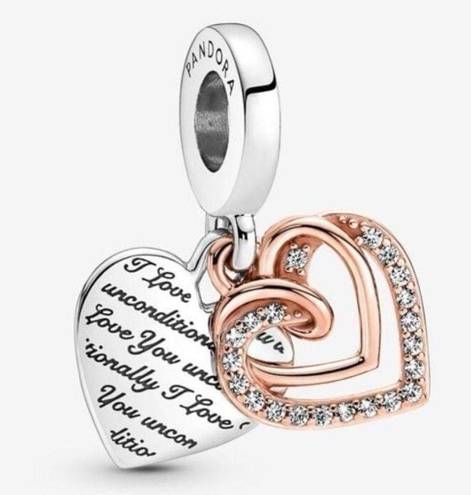 Pandora Charm Entwined Hearts Double Dangle Charm