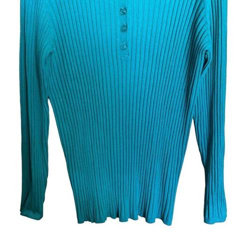 Coldwater Creek  Sweater Womens 2X Green Ribbed Pullover Long Sleeve Sweatshirt