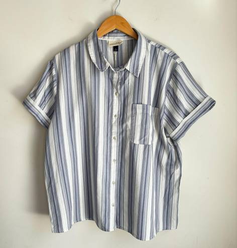 Polo Universal Thread Striped  button down shirt blue/white XL