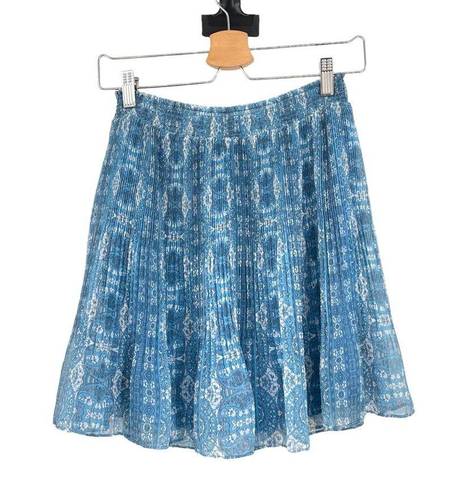 Intermix  Pleated Paisley Print Mini Skirt Blue Size XL