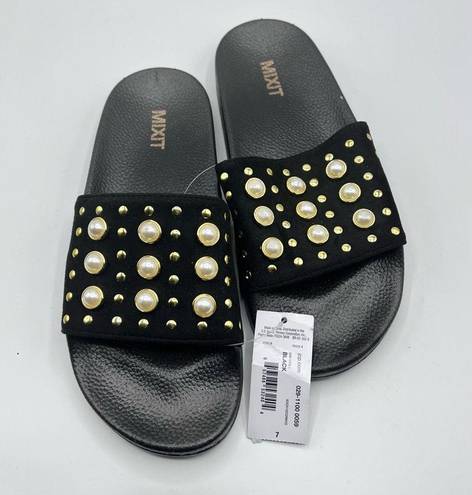 Mixit  Womens Embellished Pearl Style Pool Slide Shoes Sz 7