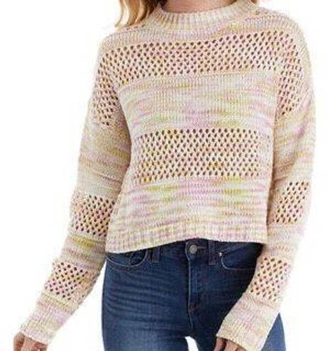 True Craft Mock neck Sheer Knit Cropped Sweater Lilac Dust Small