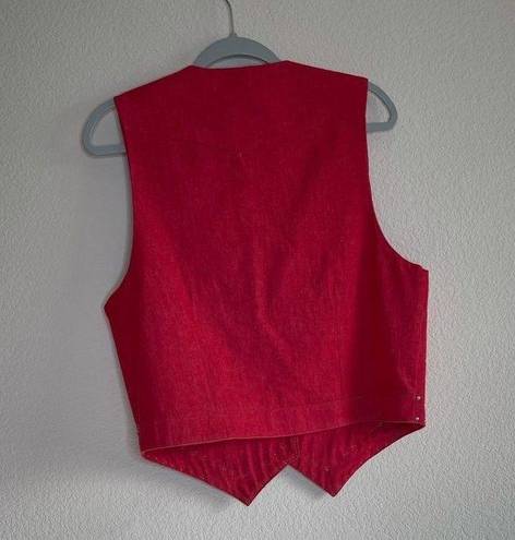 Vintage red denim studded vest Size L