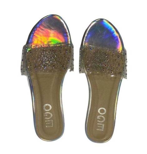 EGO  Slip-On Rhinestone Sandals in Iridescent