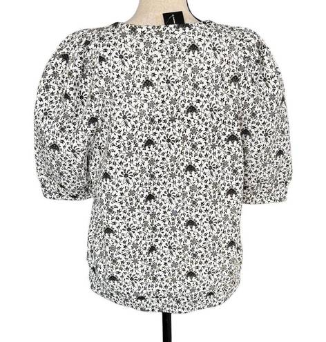 INC  X-Small Sweatshirt Top Floral Crew Neck Puff Sleeves Elastic Waist Stretch