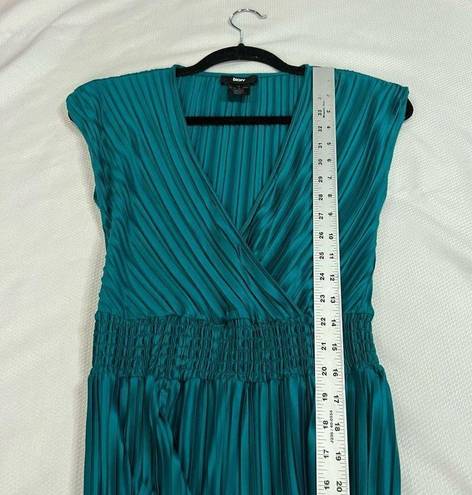 DKNY  Teal Pleated Sleeveless Midi Dress