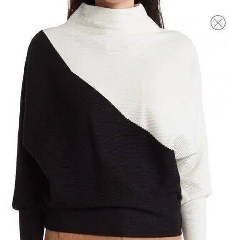 Tahari T  Womens Black White Color Block Dolman Sleeve Sweater Size Large