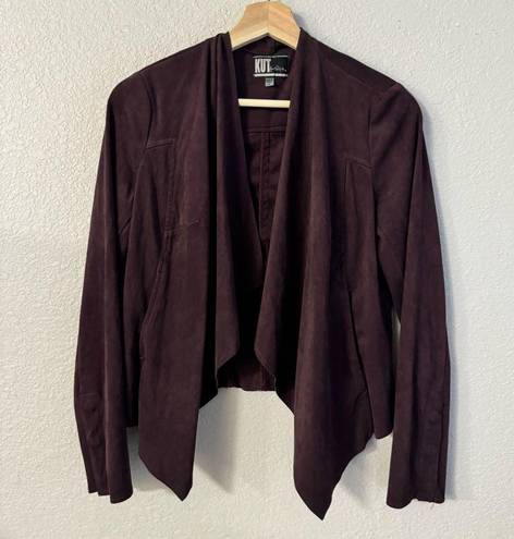 Kut From The Kloth  Draped Open-Front Blazer Purple Faux Suede small