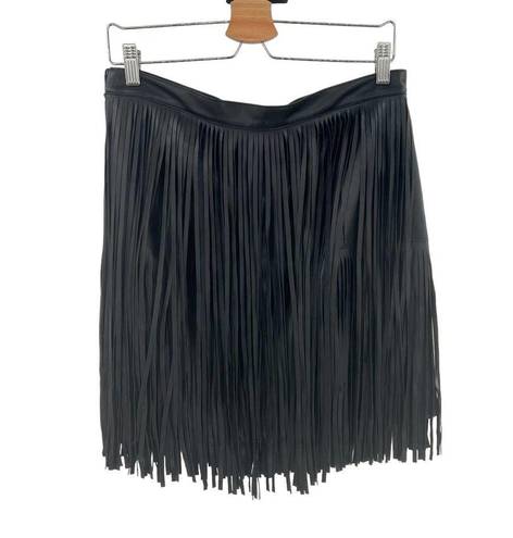 n:philanthropy  Vegan Leather Clover Mini Fringe Skirt Black Size Large