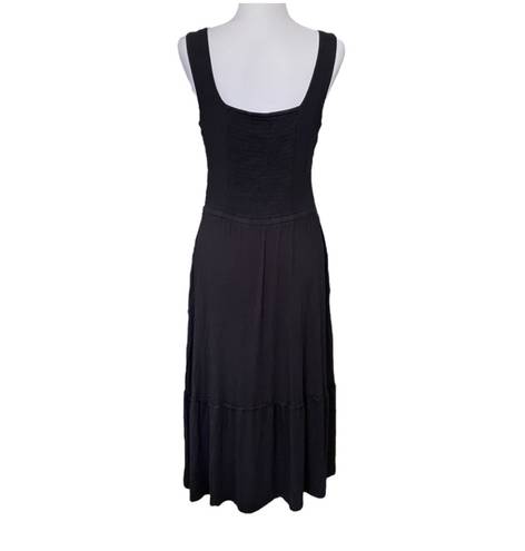 Jason Wu J  Scoop Neck Black Knit Ruffle Midi Dress With Pockets Small MSRP $65