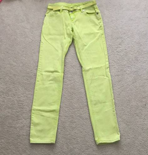 City Streets Electric Lime Green Color Jeans w/ Belt