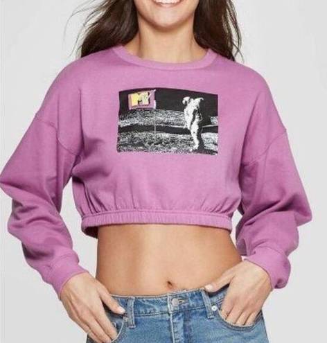 The Moon MTV Landing Lavender Crop Sweatshirt