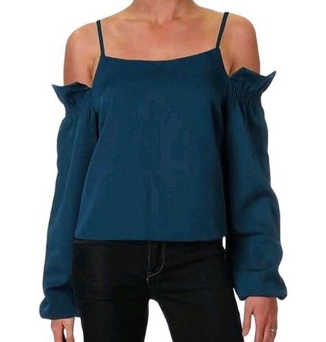 Romeo + Juliet Couture NWT Romeo + Juliet Cold Shoulder Top MEDIUM Ink Blue Ruffle Square Neck Summer