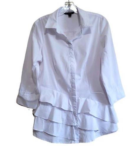 Zac and Rachel  Women's White 3/4 Sleeve Shirt Size Medium