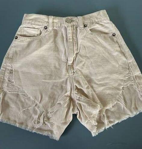 American Eagle  womens short size 000 highest rise mom cream jeans distressed