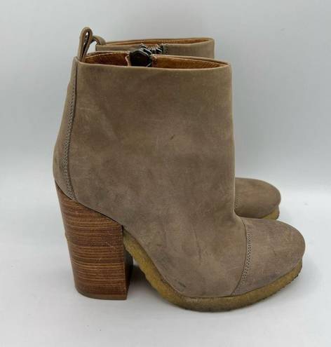 ALLSAINTS  Lakote Leather ankle Boots Taupe Stucked Chunky Heel Size US 6.5 EU 37