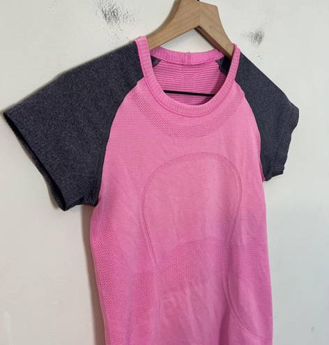 Lululemon - Swiftly Tech Short Sleeve Crew Pink Grey Running Training Gym Yoga