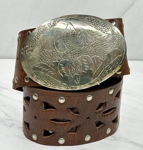 Chico's  Vintage Studded Genuine Leather Belt Size Medium M Womens