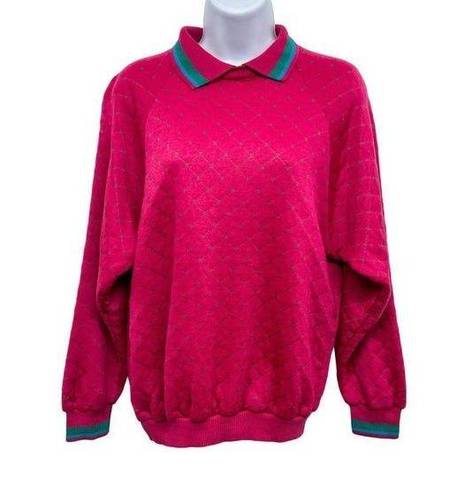 Polo Vintage 80's 90's Argyle Quilted Layered  Collar Sweatshirt Pullover Retro