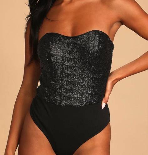 Lulus Strapless Black Sequin Bodysuit - $25 (28% Off Retail) New With Tags  - From Rachel