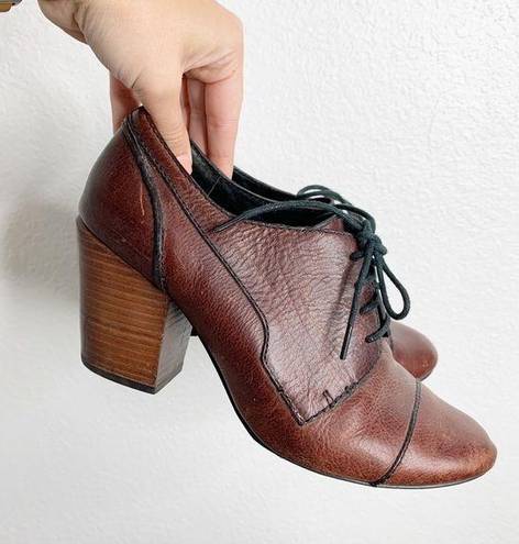 Fossil  Tamiko Lace up Heel Brown Leather Vintage Size 7.5