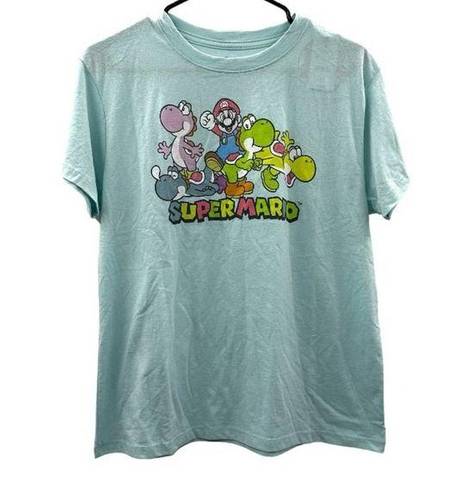 Nintendo  Super Mario Yoshi's World Light Blue Short Sleeve Tee Shirt Size M