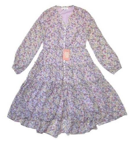 Krass&co NWT Ivy City . Lydia in Purple Floral Flowy Tiered A-line Dress XS