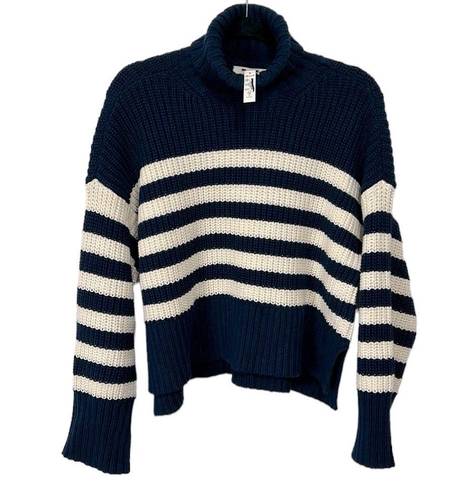 Madewell  Wide Rib Turtleneck Sweater Navy and White Striped Women’s size medium