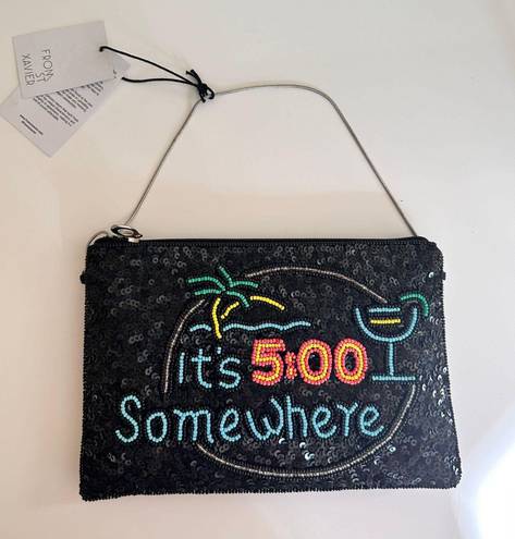 Anthropologie It's 5 O'Clock Somewhere Sequin Clutch, Black