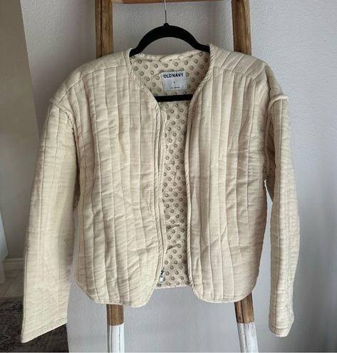 Old Navy Quilted Bomber Jacket - Cream - Small