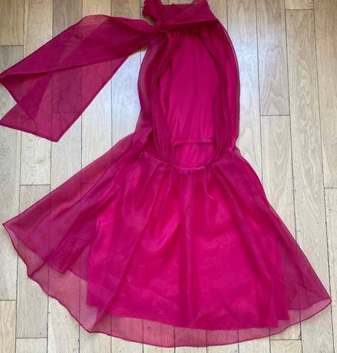 ZARA Open Back Pink Organza Dress Size XS