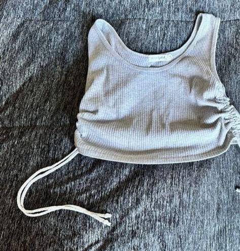 Live to be spoiled Grey tank crop/ scrunch top size M