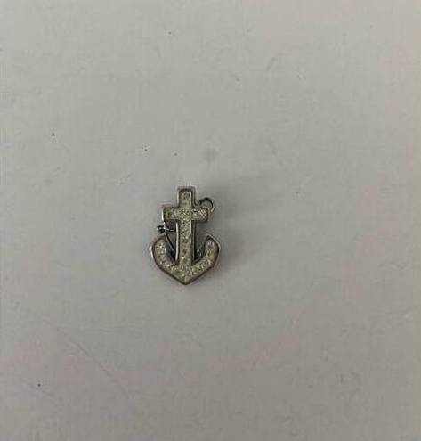 Boutique Shimmery crystal anchor pendant silver tone