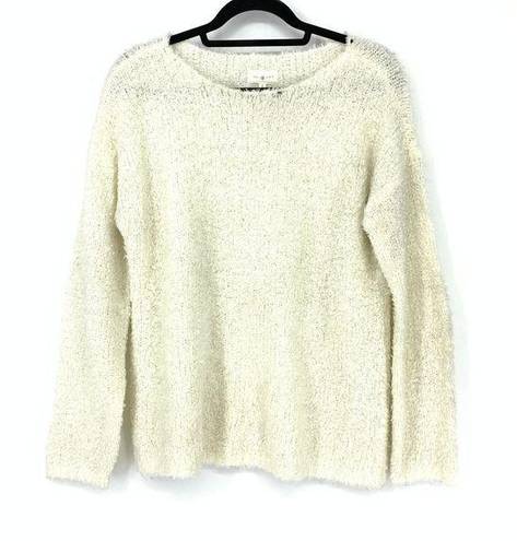 Lou & grey  Sweater Women's Size S Crewneck Pullover Fuzzy Long Sleeve Cream